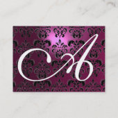 Carte De Visite ROSE PURPLE DAMASK JAUNE TOPAZ MONOGRAM, fuchsia (Dos)