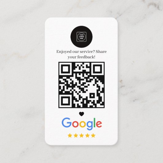 Carte de visite rose QR avec 5 étoiles (Devant)