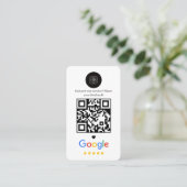 Carte de visite rose QR avec 5 étoiles (Debout devant)