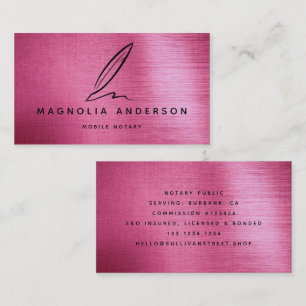 Carte De Visite Rose Quill Notaire Mobile Brossé Metal Business C