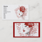 Carte De Visite rose_red, Nom, Adresse 1, Adresse 2, Contact 1... (Devant / Derrière)