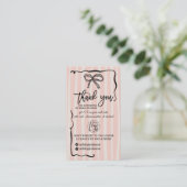 Carte De Visite Rose Rétro beige Ruban Logo QR Merci Commande (Debout devant)