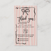 Carte De Visite Rose Rétro beige Ruban Logo QR Merci Commande (Devant)