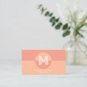 Carte De Visite Rose Rétro Géométrique Moderne Monogramme Code QR (Debout devant)