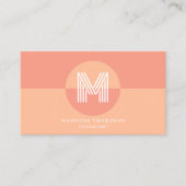 Carte De Visite Rose Rétro Géométrique Moderne Monogramme Code QR (Devant)