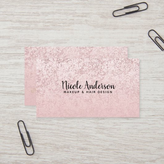 Carte De Visite Rose rose Blush Gold Parties scintillant Marbre Gl (Devant/Arrière en situation)