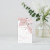 Carte De Visite Rose rose boho bohème chic herbe de Pampas (Debout devant)