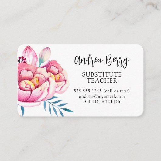 Carte De Visite Rose rose chaud (Devant)