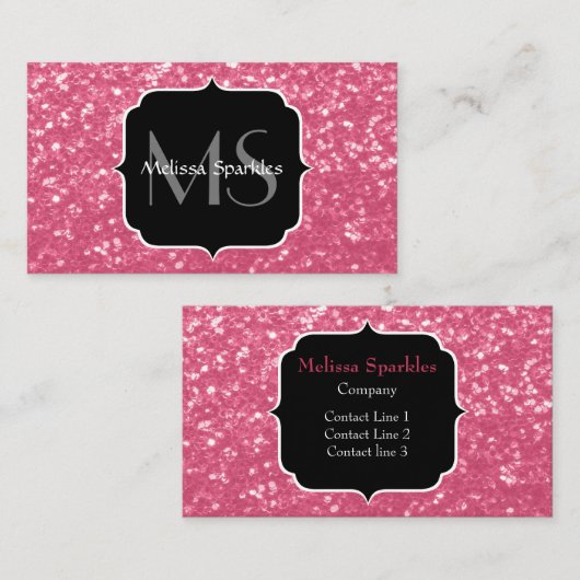 Carte De Visite Rose rose clair faux pétille parties scintillant M (Devant / Derrière)