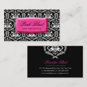 Carte De Visite Rose rose élégant de Hott de damassé du souffle (Devant / Derrière)