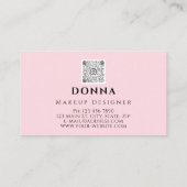 Carte De Visite Rose rose lèvres QR Code logo maquillage Artist St (Dos)