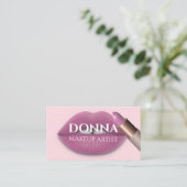 Carte De Visite Rose rose lèvres QR Code logo maquillage Lipstick (Debout devant)