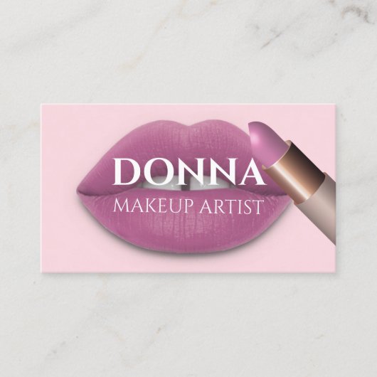 Carte De Visite Rose rose lèvres QR Code logo maquillage Lipstick (Devant)