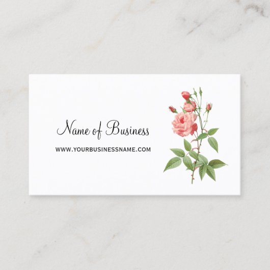 Carte De Visite Rose Rose Minimaliste (Devant)