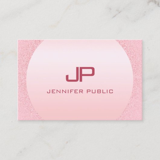 Carte De Visite Rose Rose Rose or Monogramme moderne Modèle élégan (Devant)