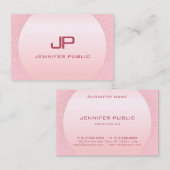 Carte De Visite Rose Rose Rose or Monogramme moderne Modèle élégan (Devant / Derrière)