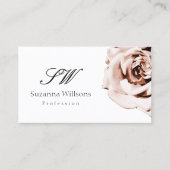 Carte De Visite Rose rose rose pâle mignonne blanc avec initiales (Devant)