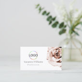 Carte De Visite Rose rose rose pâle mignonne blanc avec logo simpl (Debout devant)