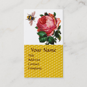 CARTE DE VISITE ROSE ROSE ROSE ROSE ET HONEY ABEE BEEKEEPER ROUGE 