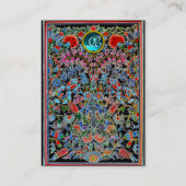 CARTE DE VISITE ROSE ROUGE BLEU ORIENTAL FLEURS DOMMASQUE MONOGRAM (Dos)