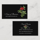 Carte De Visite Rose rouge classique Élégant Flore rouge et noire (Devant / Derrière)