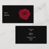 Carte De Visite Rose rouge. Fond noir (Devant / Derrière)