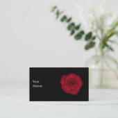 Carte De Visite Rose rouge. Fond noir (Debout devant)