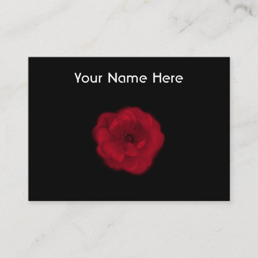 Carte De Visite Rose rouge. Fond noir (Devant)