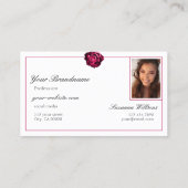 Carte De Visite Rose rouge noir et blanc classique avec logo photo (Dos)