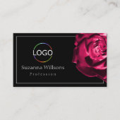 Carte De Visite Rose rouge noir et blanc classique avec logo photo (Devant)
