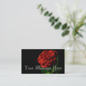 Carte De Visite Rose rouge sur Floral noir (Debout devant)