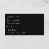 Carte De Visite Rose rouge sur Floral noir (Dos)