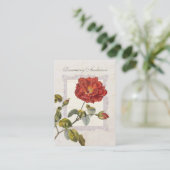 Carte De Visite Rose rouge très élégante à l'ancienne pour jardini (Debout devant)