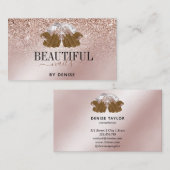 Carte De Visite Rose Salon de l'ongle d'or femme main nails techni (Devant / Derrière)