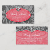 Carte De Visite Rose saumoné élégant de Fleur de lis de mode de (Devant / Derrière)