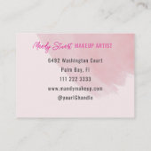 Carte De Visite Rose Script 3 Photo Aquarelle Maquillage (Dos)