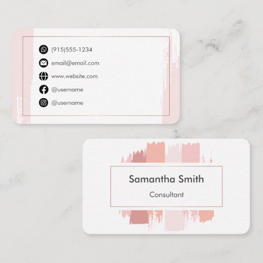 Carte De Visite rose simple (Devant / Derrière)