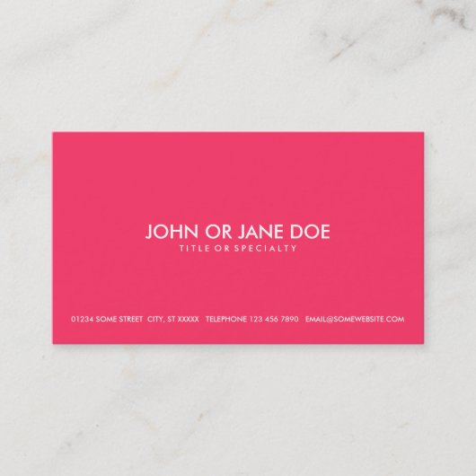 Carte De Visite rose simple (Devant)