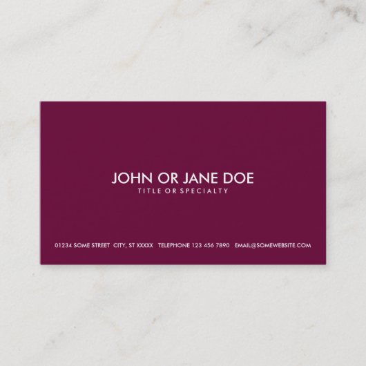 Carte De Visite rose simple (Devant)