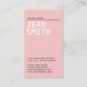 Carte de visite rose simple d'artiste de