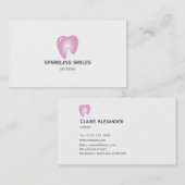 Carte de visite rose simple de dentiste (Devant / Derrière)