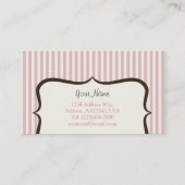 Carte de visite rose simple de rayure (Dos)