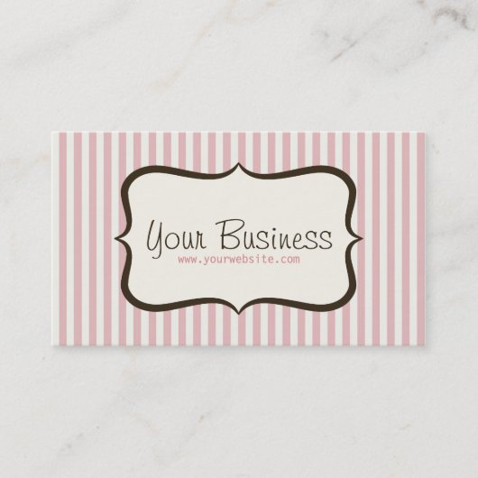 Carte de visite rose simple de rayure (Devant)