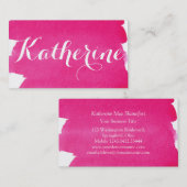 Carte De Visite Rose simple d'effet de lavage d'aquarelle (Devant / Derrière)