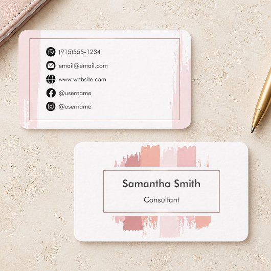 Carte De Visite Rose Simple Moderne