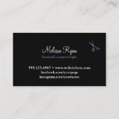 Carte De Visite rose simple moderne de noir de coiffeur de (Dos)