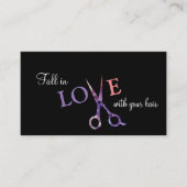 Carte De Visite rose simple moderne de noir de coiffeur de (Devant)