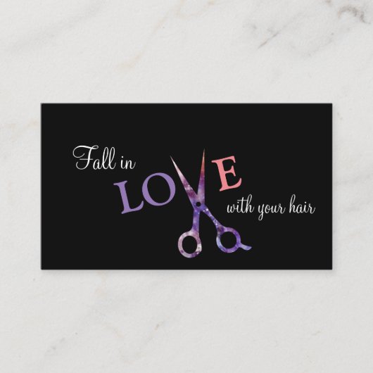 Carte De Visite rose simple moderne de noir de coiffeur de (Devant)