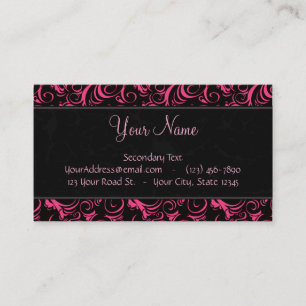 Carte De Visite Rose sur les mèches florales noires, rayures avec