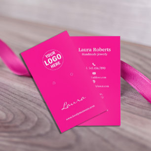 Carte De Visite Rose tendance Ajouter votre logo Écran d'oreille
